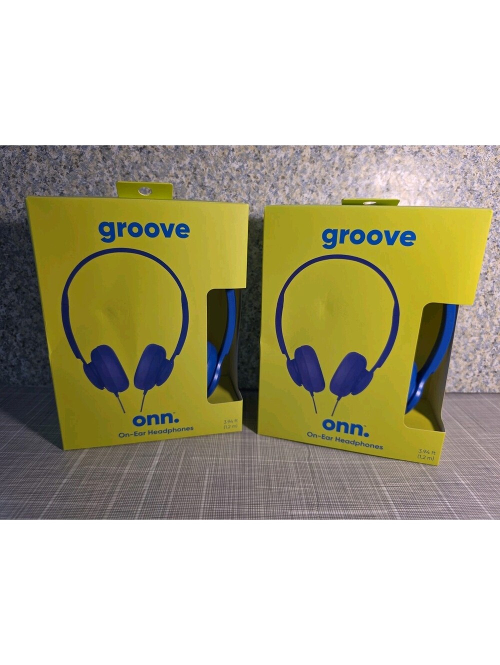 2 New Groove ONN Wired On-Ear Headphones Blue 3.5mm Jack 3.94Ft. Cord